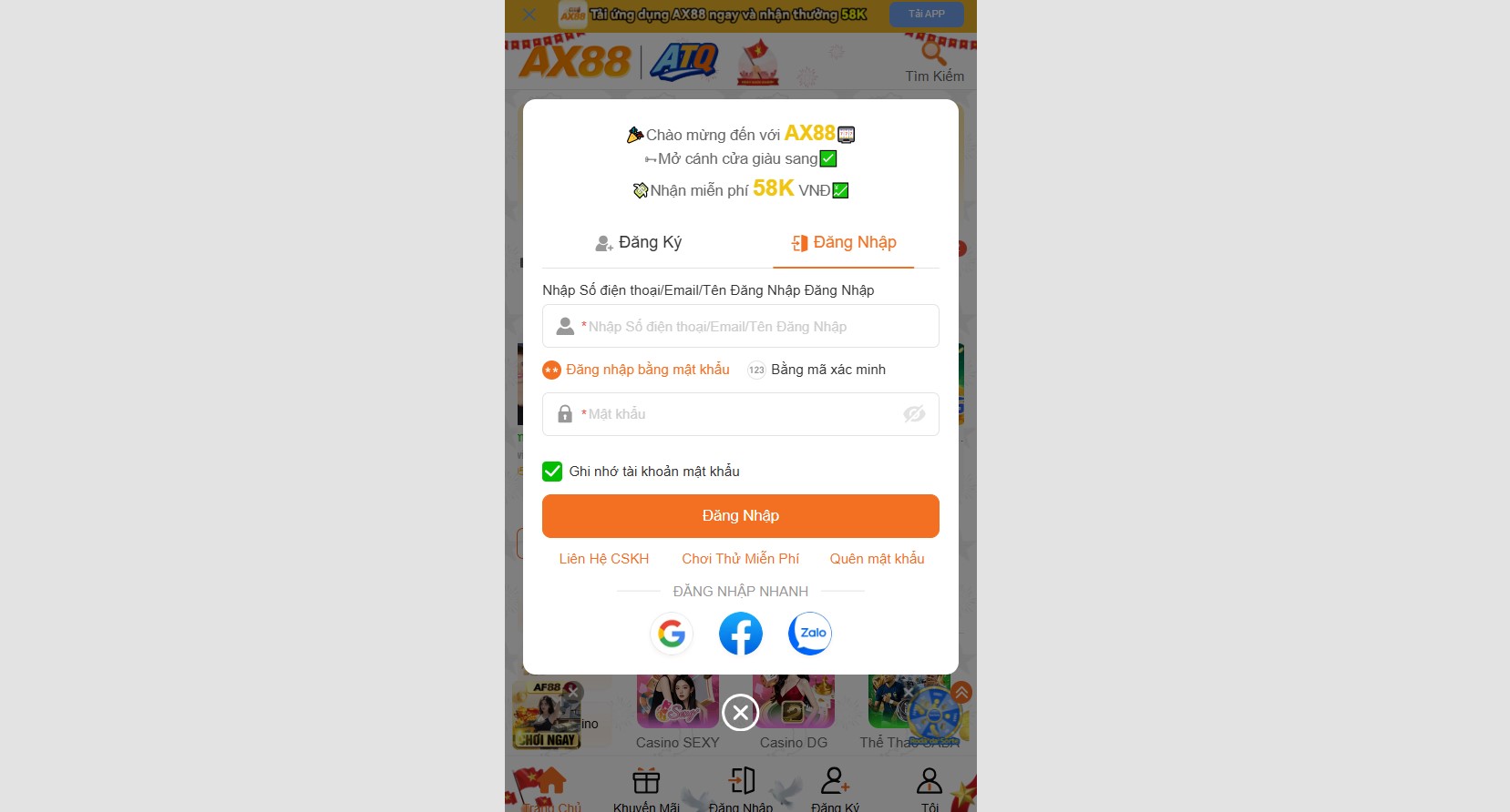 Hướng dẫn cách đăng nhập ax88 chính chủ năm 2025 2 Hoàn tất đăng nhập AX88 và sử dụng các phương thức truy cập nhanh